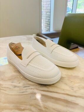 White Knit Slip-On Loafers NIB